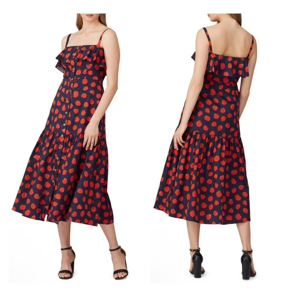Borgo De Nor Red and Navy Polka Dot Dress